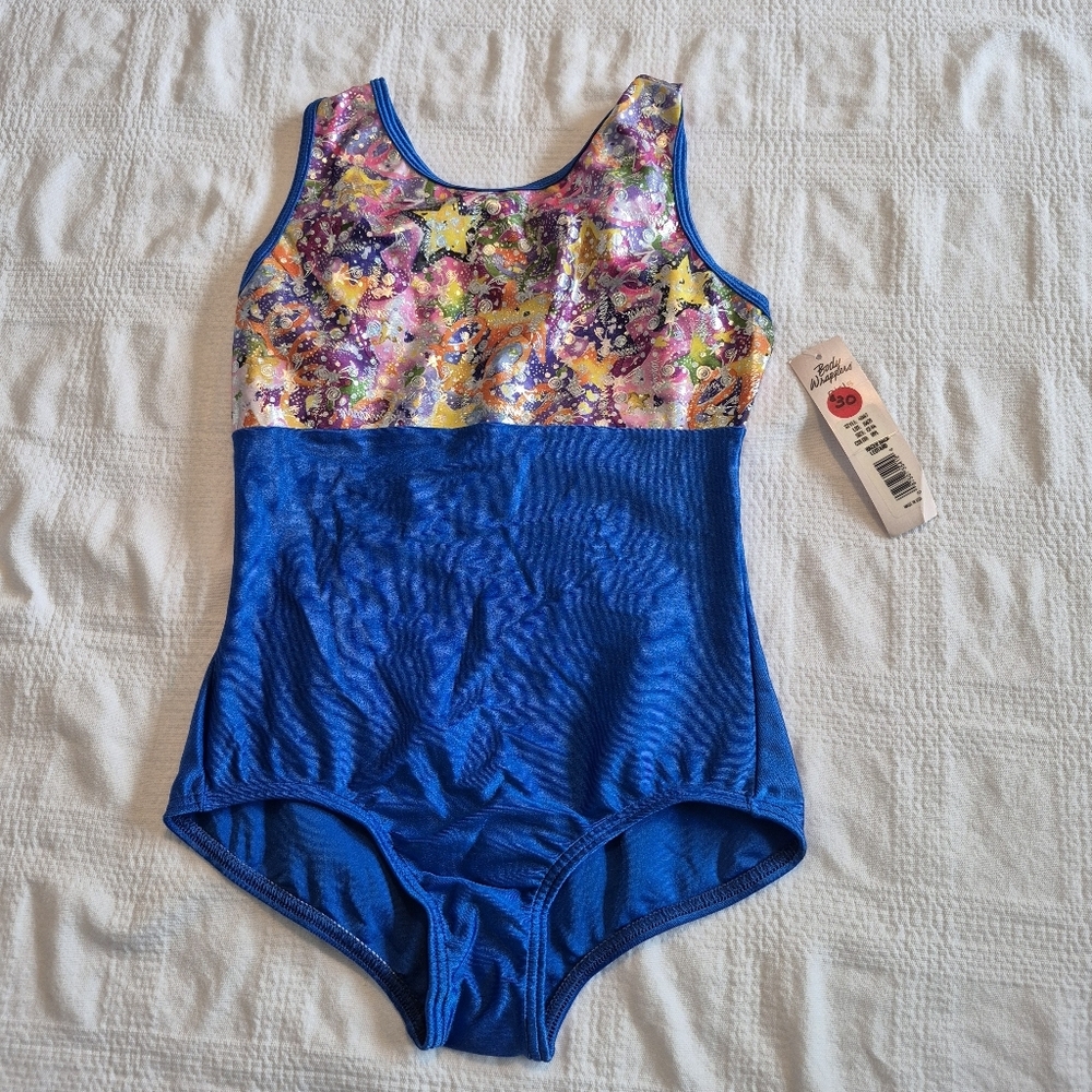 Body Wrappers girls size 12-14 gymnastic or dance leotard multi color design NWT